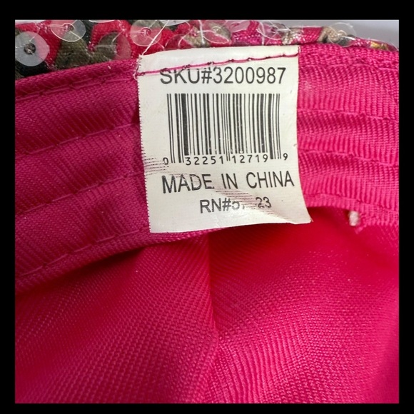 Women's Floral Sequins Sparkly Pink Baseball Cap Hat Adjustable Strap Spring - Picture 16 of 16